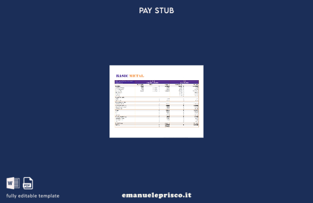 modello di busta paga Basic Metal Corporation in stile verificato